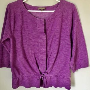Lilla P Purple Button Down Shirt Waist Tie